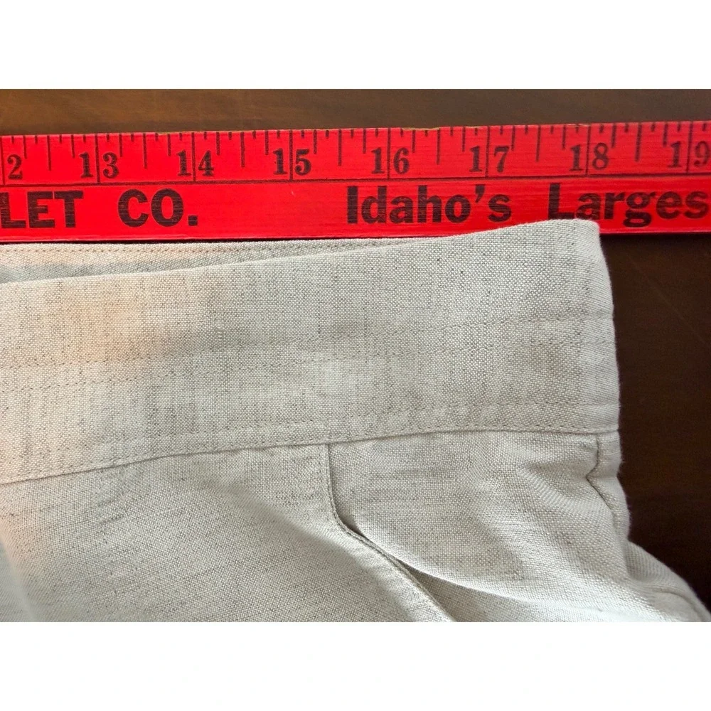 Coldwater Creek Pants Women 16 Beige Natural Fit Linen Blend Drawstring Straight